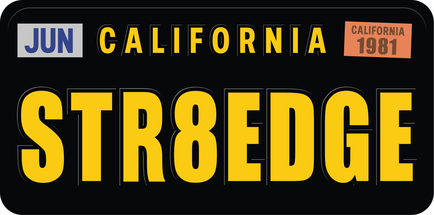 Straight edge California License Plate Heat Transfer