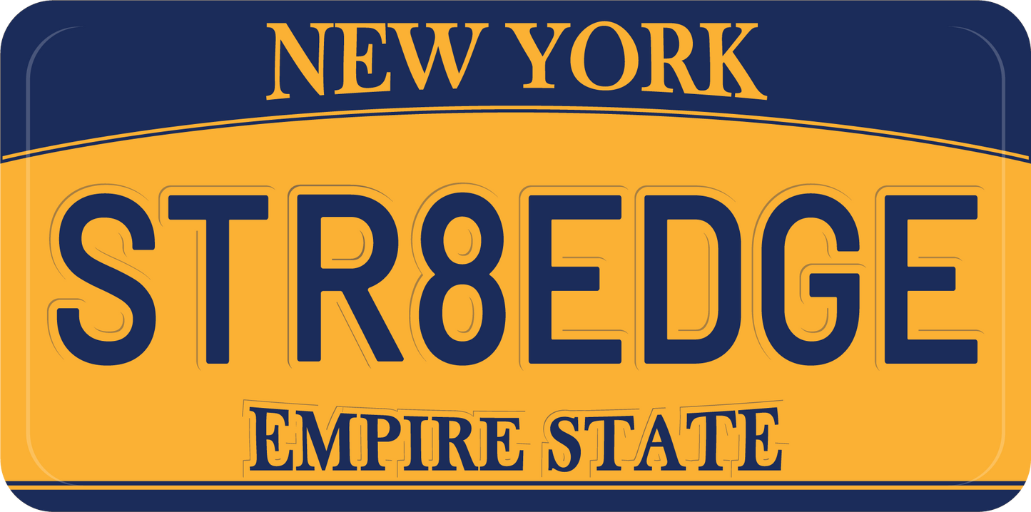 Straight edge New York License Plate Heat Transfer