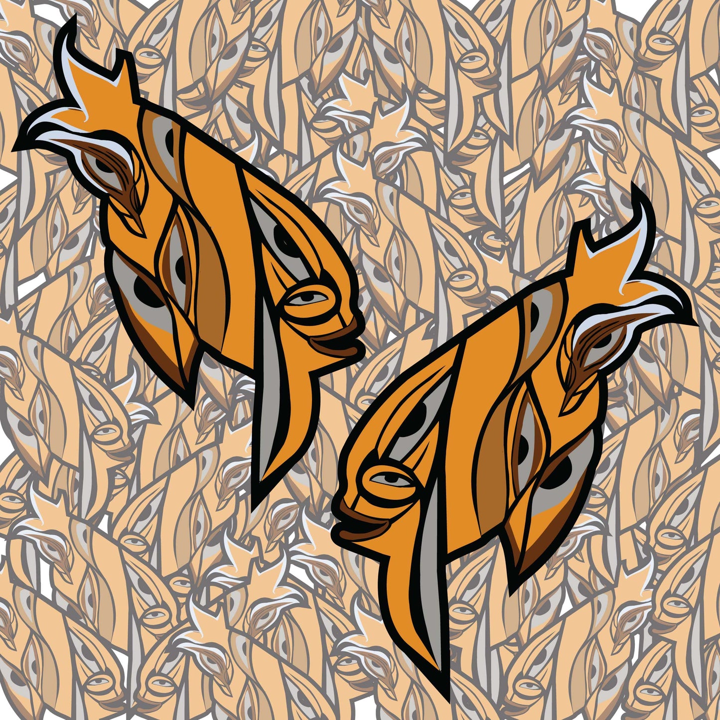 Tribal Native Fish Art Sticker