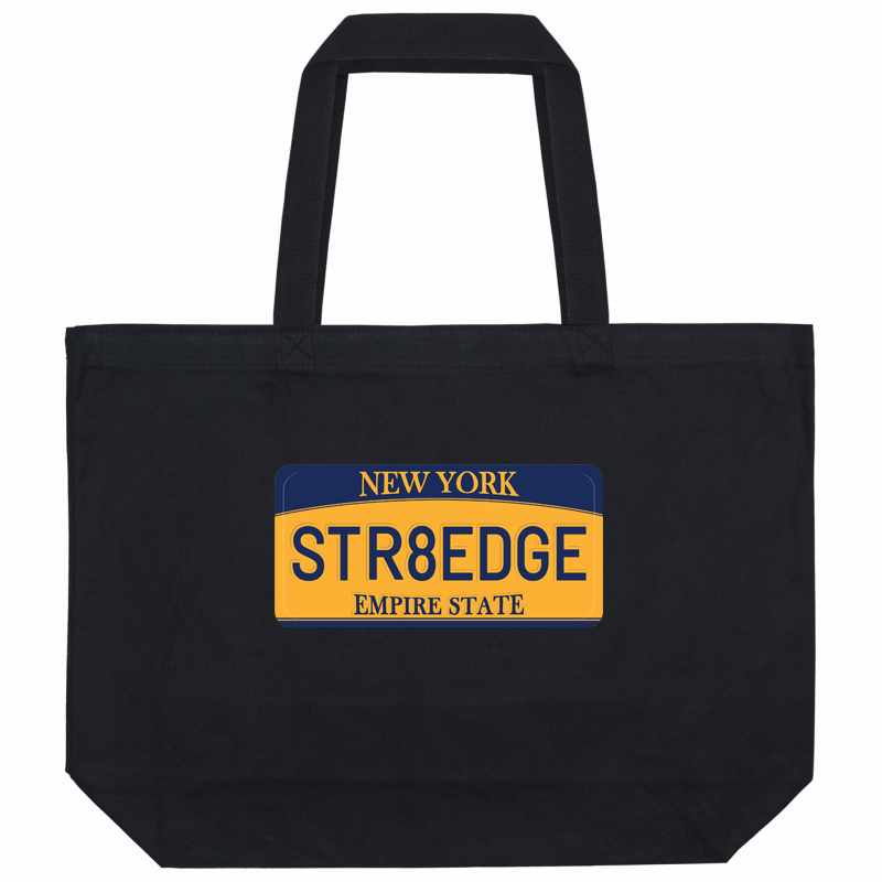 NYC Straight Edge Black Canvas Tote