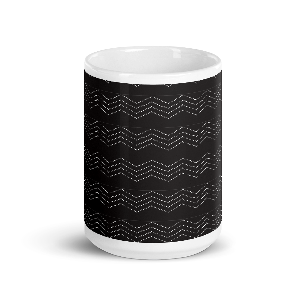 BoHo Tribal Dot Wood Etching Print Coffee Mug