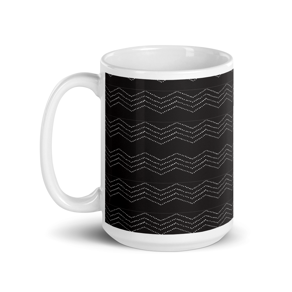BoHo Tribal Dot Wood Etching Print Coffee Mug