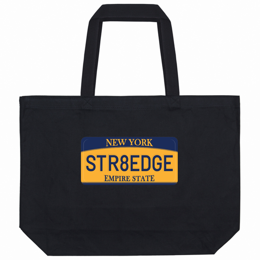 NYC Straight Edge Black Canvas Tote