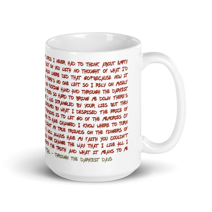 Trial - Through the darkest days Lyric coffee mug