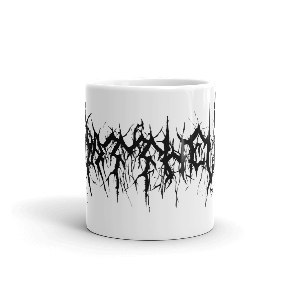 Black Metal Custom Name Coffee Mug black text