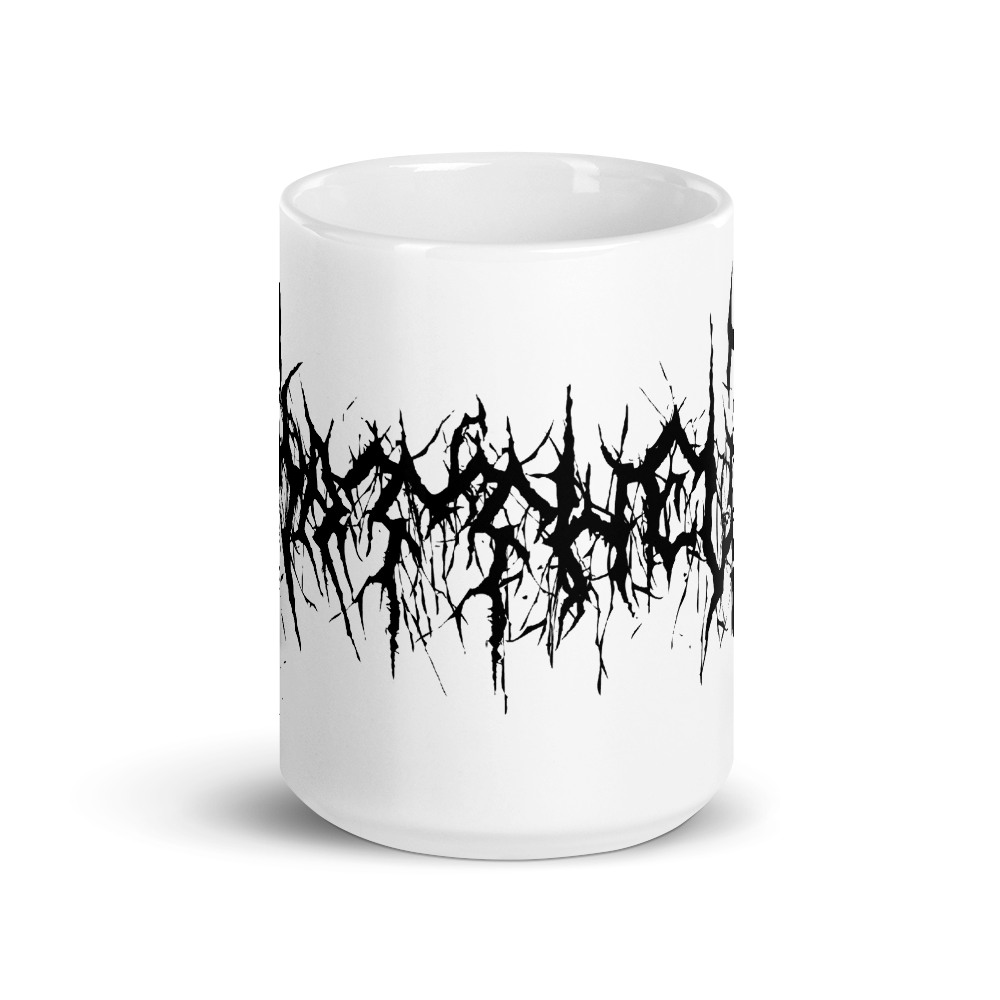 Black Metal Custom Name Coffee Mug black text