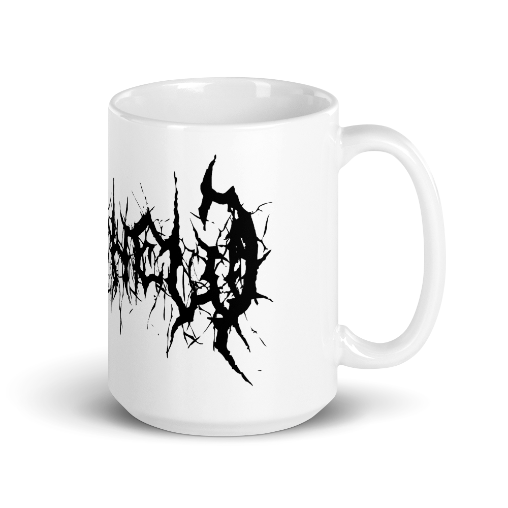 Black Metal Custom Name Coffee Mug black text